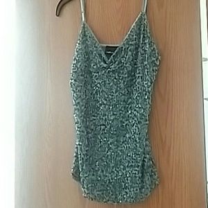 Grey sequin tank top
